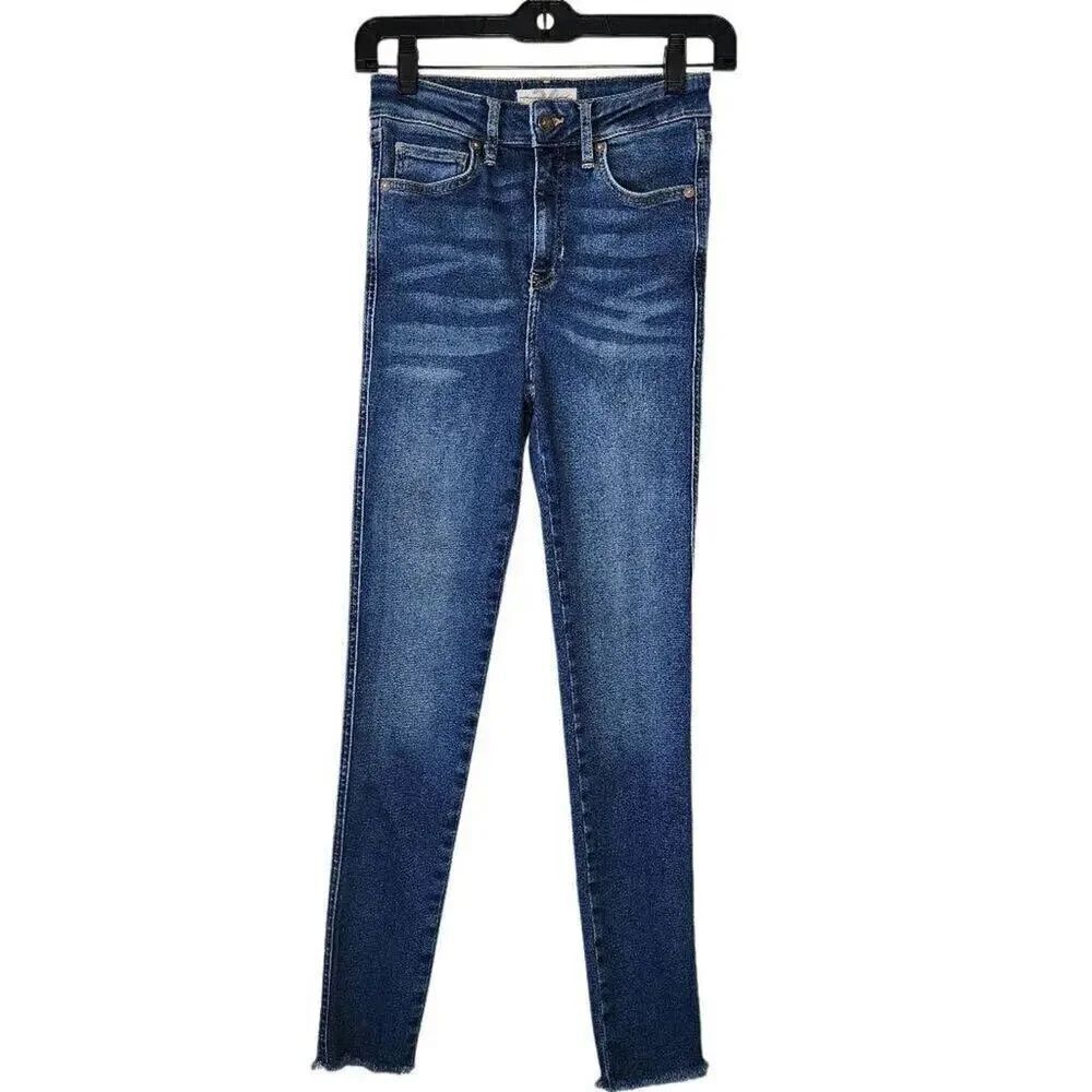 We The Free Women Jeans, Raw Hem High Rise Skinny Jeans, Sz 24